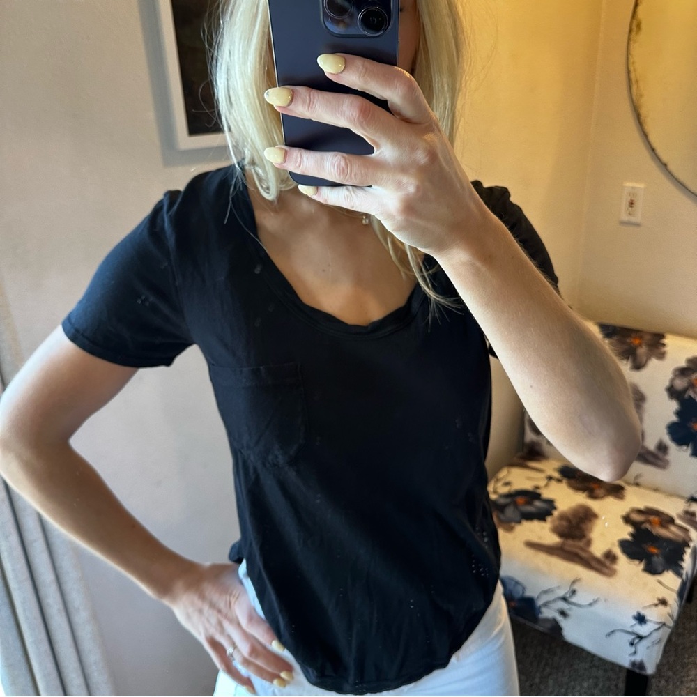 LAmade Black V-Neck Short Sleeve Tee